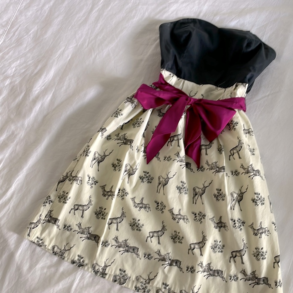 Deer Print Strapless Dress